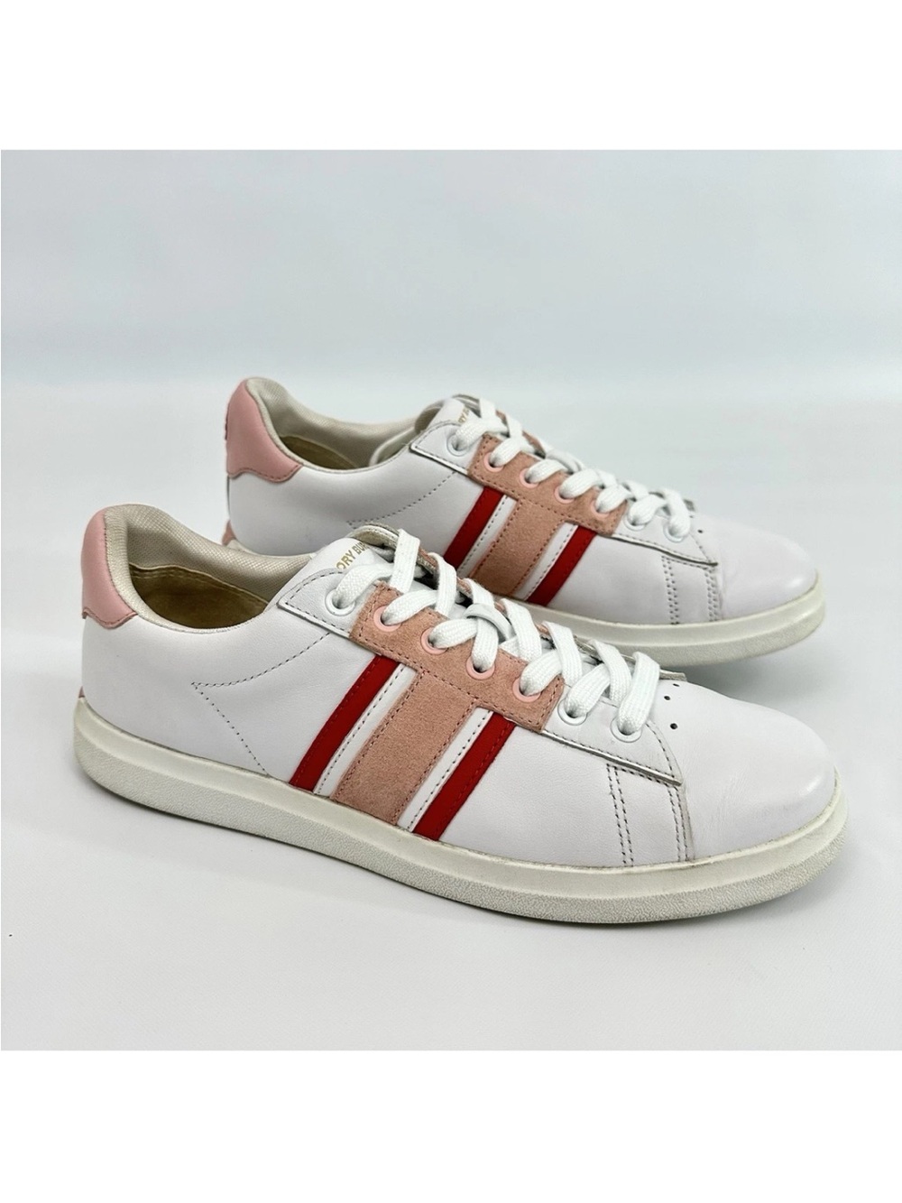 Tory Burch Howell T-Saddle Court Leather Sneakers Size 8.5